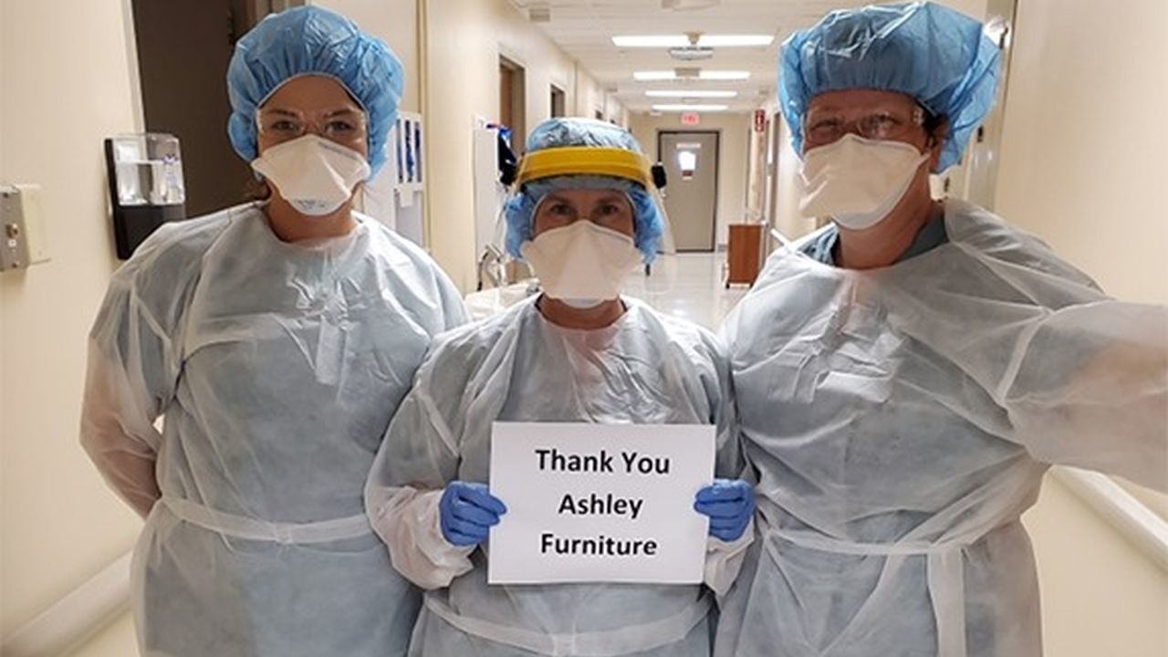 Ashley Furniture donation of hospital gowns